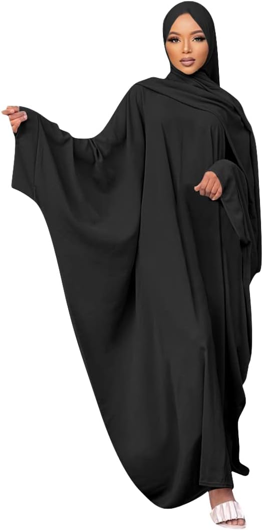IKADEX Muslim Dress for Women Pakistani Kaftan Abaya Robe + Hijab Arabic Islamic Prayer Clothes Dubai Outfits 01 IKADEX Muslim Dress for Women Pakistani Kaftan Abaya Robe