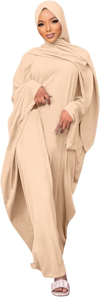 IKADEX Muslim Dress for Women Pakistani Kaftan Abaya Robe + Hijab Arabic Islamic Prayer Clothes Dubai Outfits 04 IKADEX Muslim Dress for Women Pakistani Kaftan Abaya Robe