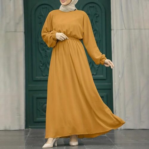 Women's Muslim Long Sleeve Dress Vintage Pullover Abaya Prayer Clothes Prom Dresses Two Piece Hijab for Women Color Hijab Clothes for Women 03 Women's Muslim Long Sleeve Dress Vintage Pullover Abaya