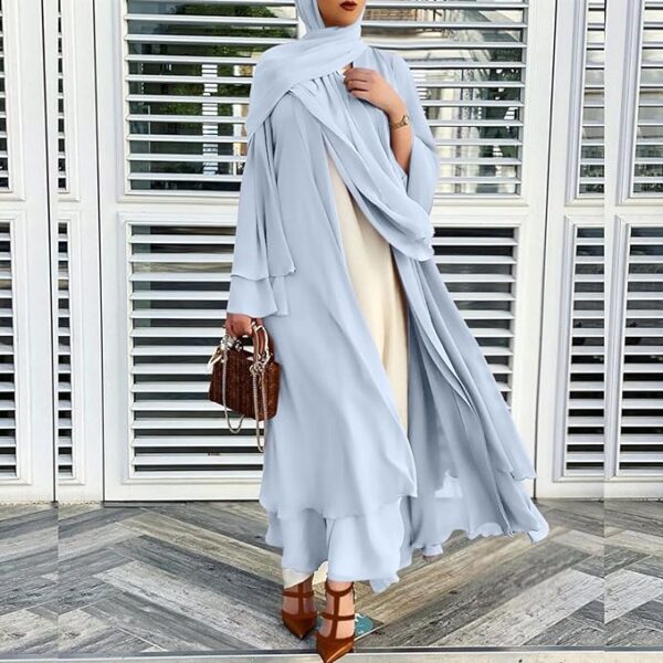 Women's Muslim Soft And Elegant Chiffon Solid Cardigan